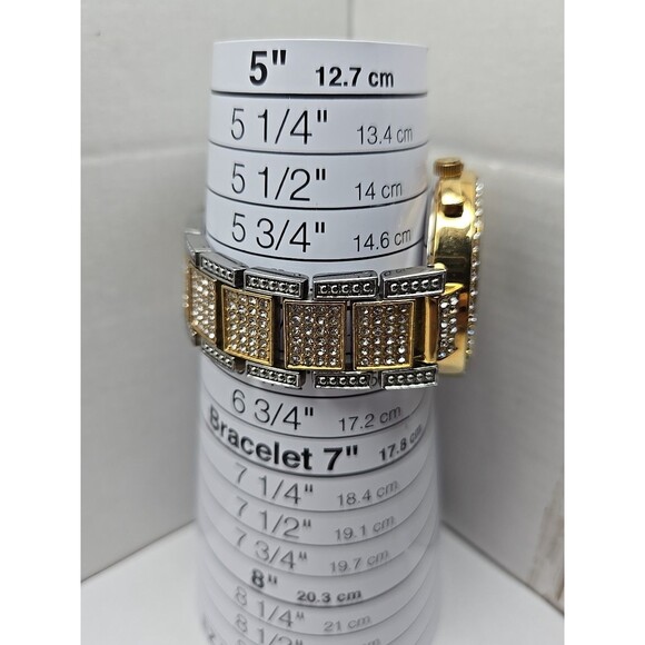 Burgi Womens Two Tone Crystal Swiss Watch Blue MOP Multifunction New Battery - Picture 7 of 10